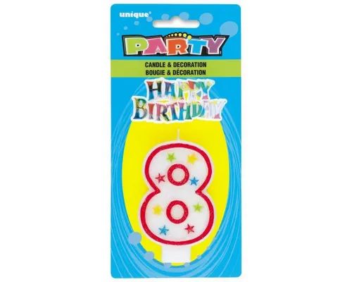 Unique Industries Inc. Geburtstagskerze Kerzenzahl Glitter 8