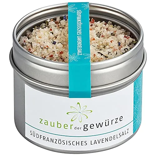 Zauber der Gewürze Südfranzösisches Lavendelsalz – Salzmischung mit echten Lavendelblüten, ideal für die mediterrane Küche und zum Verfeinern, 85 g