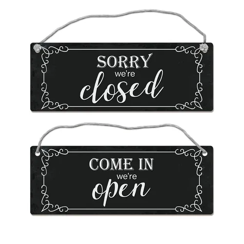 Come in we're open - Sorry we're closed Wendeschild mit Kordel Schild Dangler