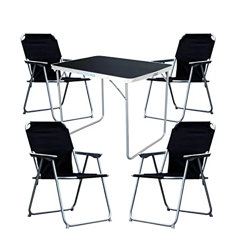 Mojawo 5-TLG. Camping Set – Klappbare Gartenmöbel in Schwarz