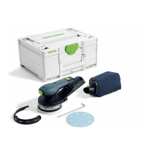 Festool ROTEX RO 150 FEQ Getriebe-Exzenterschleifer - Schleifmaschinen mit 720 W Leistung, ideal für vielseitige Schleifarbeiten und perfektes Finish dank rotierender Mechanik.
