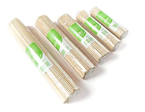 MANK Bambus Spieße Ø 3 mm x 20 cm, 200 Stück – stabile, umweltfreundliche Einweg Holzspieße für Grill, Party, Fingerfood, Gemüse, Obst und Cocktail Deko, naturfarben