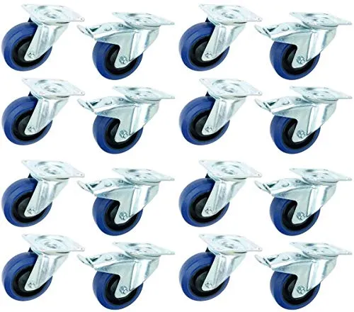 Satz 100 mm BLUE WHEELS Lenkrollen mit & ohne Bremse/Feststellbremse Transportrollen Schwerlastrollen 135 kg/Rad Blau - INDUSTRIEQALITÄT ECO (4 Satz Brems/Lenk) 4