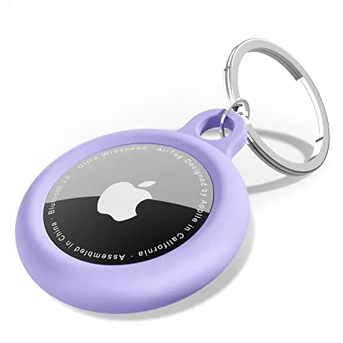 Oakxco für Airtag Schlüsselanhänger, Airtag Hülle Silikon Wasserdicht, Kleines und süßes tragbares Zubehör, hundehalsband, fahrrad, katzenhalsband, geldbeutel, Kompatibel mit Apple Airtag, Lila
