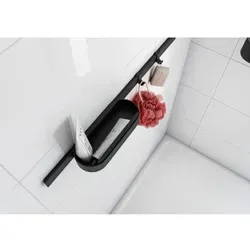 hansgrohe WallStoris Duschset 27967670 - Mattschwarz - Sonstige Badaccessoires mit vielseitiger Wandstange für einfache Montage, inklusive praktischen Ablagekorb und Duschabzieher, ideal für Ordnung im Bad.