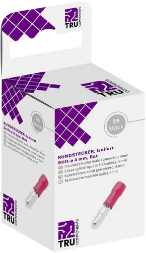 TRU COMPONENTS T1904C050 Rundstecker 0.50mm² 1.50mm² Teilisoliert Rot 25St.