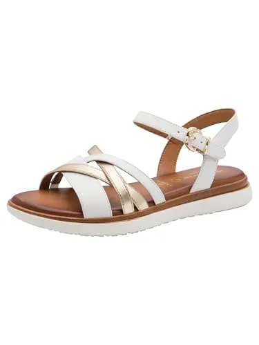 Tamaris WIDE FIT comfortFit Sandale für Frauen - Weiß, Größe 38 EU - Elegante Sandale ohne Absatz für optimalen Komfort. Ideal für den täglichen Einsatz mit einem bequemen Fußbett und breiter Passform. Perfekt für entspannte Sommertage.