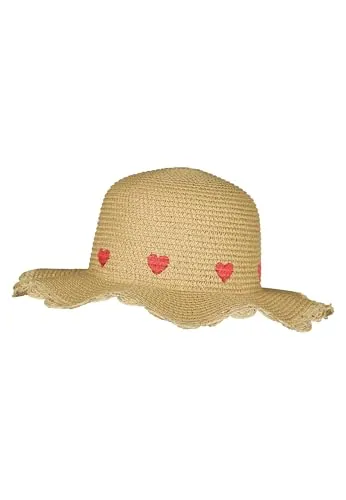 Sterntaler Strohhut Herzen – Faltbarer Sonnenhut mit Herz-Stickerei und UV-Schutz 50+