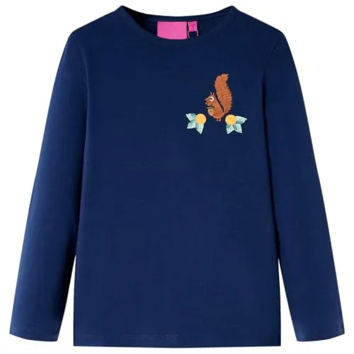 Kinder-Langarmshirt mit Eichhörnchen Pullover Sweatshirt T-Shirt Marineblau 128
