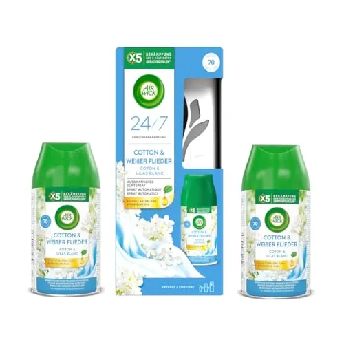 Air Wick Freshmatic Max Starter-Set Cotton & Weißer Flieder 250ml + 2x Nachfüller Cotton & Weißer Flieder 250ml