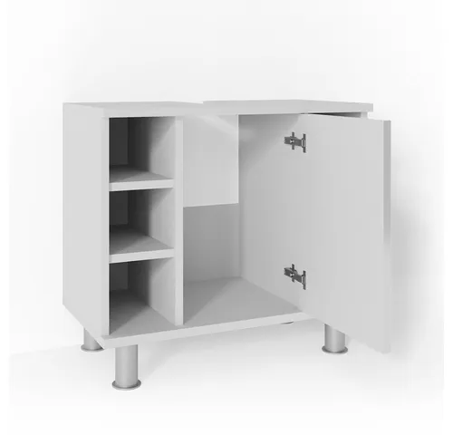 Vicco Waschbeckenunterschrank Fynn, Weiß Hochglanz, 60 x 54 cm - Waschbeckenunterschrank mit viel Stauraum, minimalistisches Design und stabile Metallfüße für Ihr Badezimmer.