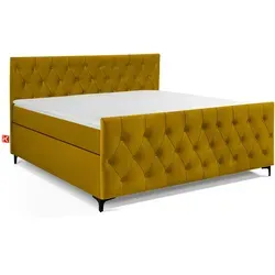 Konsimo® Polsterbett ARDEA, Gelb, 180x200 cm, Holzwerkstoff, Komfortabel und stilvoll - Entdecken Sie das ARDEA Polsterbett mit innovativem Schlafsystem und integriertem Topper. Hochwertige Materialien und modernes Design garantieren besten Schlafkomfort und stilvolle Akzente im Schlafzimmer.