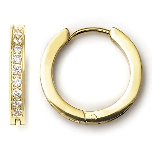 Heideman Ohrringe Damen Creole aus Edelstahl gold farbend poliert Ohrstecker für Frauen mit Stein Kristall vergoldet