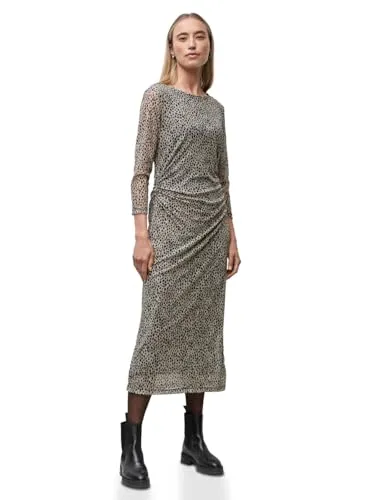 Street One Mesh-Kleid mit Leo-Muster in Sanded Beige 44