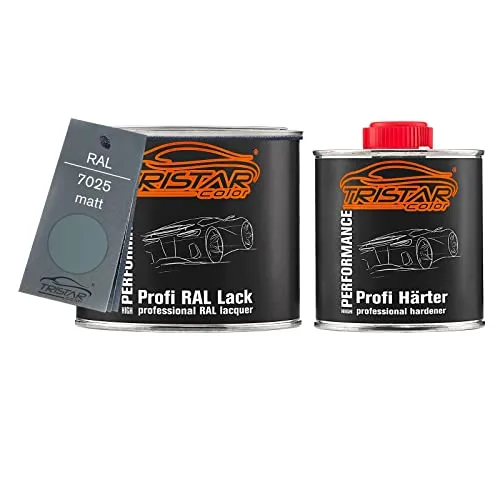 TRISTARcolor RAL 7025 Perlgrau matt 2K Autolack 0,75 Liter / 750 ml Dose inkl. Härter
