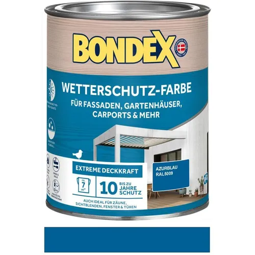 BONDEX Wetterschutz-Farbe azur (RAL 5009) 0,75 L - Witterungs-/UV-Beständig