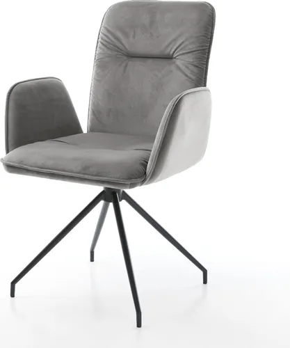 DELIFE Esszimmerstuhl Vinja-Flex Samt Grau mit Kreuzgestell in schwarz von Delife