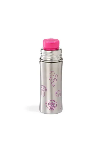Affenzahn Edelstahl Trinkflasche Eule Silber/Pink - Kinder-Wasserflasche für die Schule, aus robustem 18/8 Edelstahl, 100% BPA-frei und auslaufsicher, ideal für kleine Hände und spülmaschinenfest.