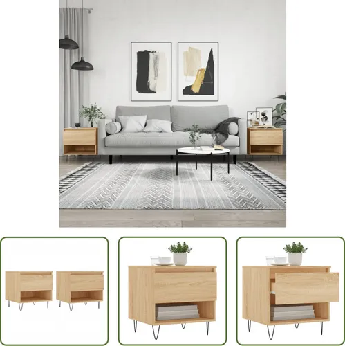 The Living Store Couchtische Sonoma-Eiche 2er Set 50x46x50 cm