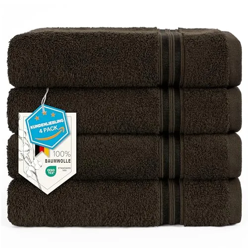 Hammetex 4 Stück Handtücher Set – 50x100 cm in braun von Hammetex