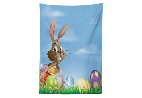 Abakuhaus Tischdecke Farbfest Waschbar Für den Außen Bereich geeignet Klare Farben, Ostern Gemalte Ostereier