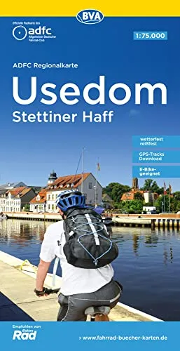 Produktbild ADFC-Regionalkarte Usedom Stettiner Haff, 1:75.000, mit Tagestourenvorschlägen, reiß- und wetterfest, E-Bike-geeignet, GPS-Tracks Download (ADFC-Regionalkarte 1:75000)