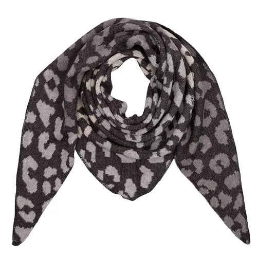 MIRROSI Dreieckstuch Damen – Kuscheliger Dreiecksschal 190x80 cm im Leo-Leopard Muster, Trendiges LEO-Design, Weich & Wärmend (Leopard: Schwarz)