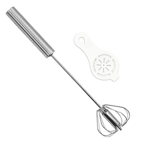 25,4 cm halbautomatischer Schneebesen, Handpresse, Rührbesen, rotierender Push-Mixer, Milchaufschäumer, Eierschläger mit eiweißem Filtertrenner zum Schneebesen, Schlagen, Rühren