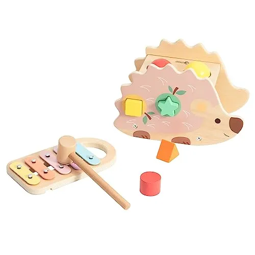 Classic World Igel Steckspiel | Hammerspiel, Sortierbox, Xylophon (3 in 1) | Hammerspiel ab 1 Jahr | Klopfbank ab 1 Jahr | Xylophon Kinder 1 Jahr