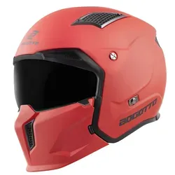 Bogotto Radic 22.06 Helm in Rot, Größe L für Männer - Motorradhelm mit HIRP-Schale für hohe Schlagfestigkeit und J-Homologation, ideal für Sicherheit und Komfort auf der Straße.