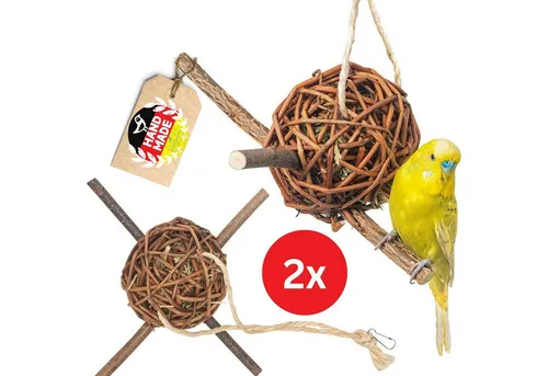 halmland Vogelspielplatz 2er Pack Schredderkugeln aus Weide, Anti-Langeweile Vogelzubehör