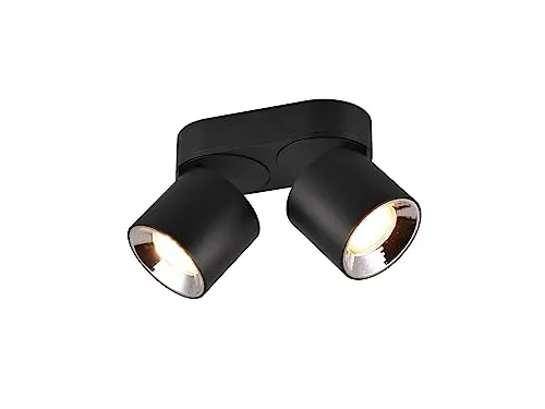 meineWunschleuchte Design Deckenstrahler Schwarz matt mit 2 runden Lampenschirmen