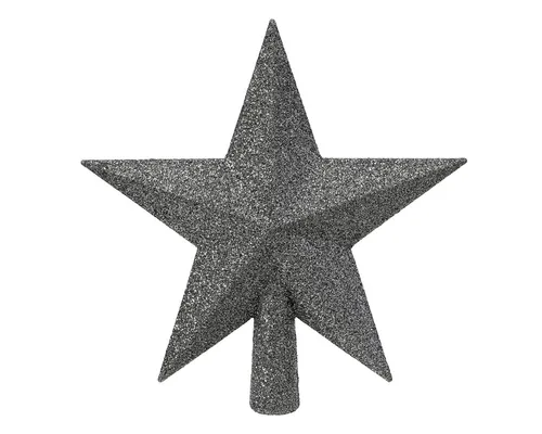 Kaemingk Christbaumspitze, Christbaumspitze Stern mit Glitzer 19cm Kunststoff - Zart Grau