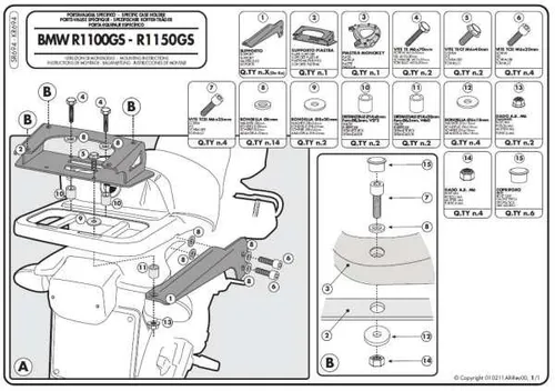 Gepäckrahmen für Kappa BMW R 1100GS 1994-99, R 1150GS 2000-2003 mit Monokey-Plat