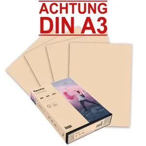 tecno Kopierpapier colors lachs DIN A3 80 g/qm - Farbpapier A3 in Lachs für kreative Projekte, ideal für InkJet und Laser-Drucker, sorgt für auffällige Mitteilungen und ist umweltfreundlich.