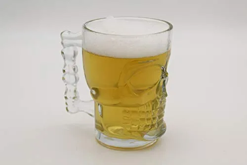 Winkee - Totenkopf Bierglas I 0,5 L Bier-Krug I Für Halbes helles, I Tolles Männergeschenk