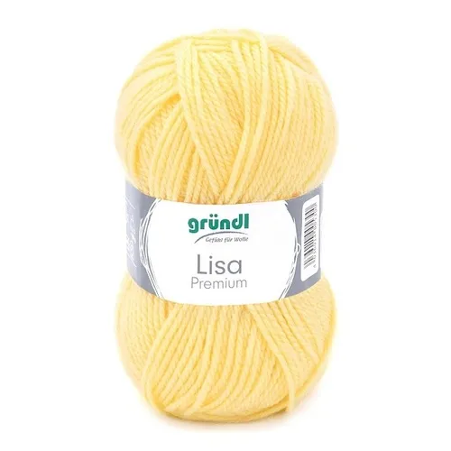 GRÜNDL WOLLE LISA PREMIUM UNI 50 GRAMM PASTELLGELB 100G/3,18 EURO NEU OVP