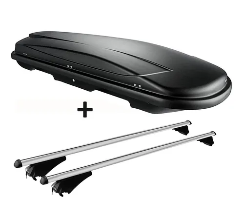 Dachbox VDPJUXT600Ltr mit Alu-Relingträger für Audi Q7 4L 05-09 - Gepäckträger mit 600 Litern Stauraum, ideal für Reisen und zusätzlichen Platzbedarf bei Audi Q7 4L.