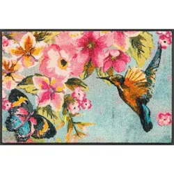 wash+dry Fußmatte Bloomibri 50x75cm - Bunte, waschbare Sauberlaufmatte - Fußmatte für Innen- und überdachten Außenbereich, rutschfest und pflegeleicht, ideal für Allergiker und Tierbesitzer.