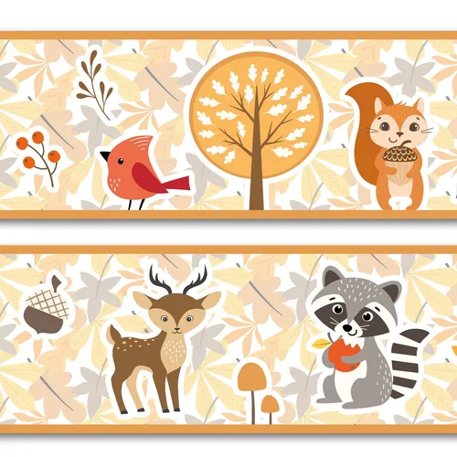 Bordüre 15cm x 200cm Selbstklebend Kinderzimmer Wandtattoo Y033-18 Waldtiere