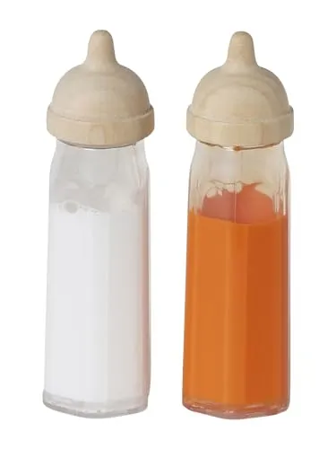 Vertbaudet 2er-Set Puppen-Babyflaschen aus Holz FSC® Natur
