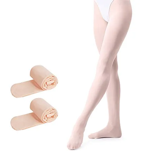 tanzdunsje Ballett Strumpfhose Kinder Tanzstrumpfhose mit Fuß für Mädchen und Damen,Ballettrosa * 2 S