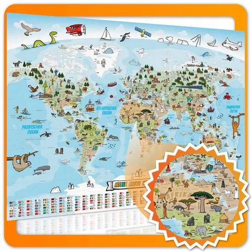 Kinder Weltkarte XXL Poster