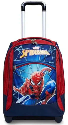 Seven Trolley Spiderman, 2 in 1, Schulranzen mit Rollen, Rucksack mit Trolleyfunktion für Kinder, ab 1. Klasse, für Schule, Reisen, Mädchen&Jungen; rot/schwarz; Superheroes