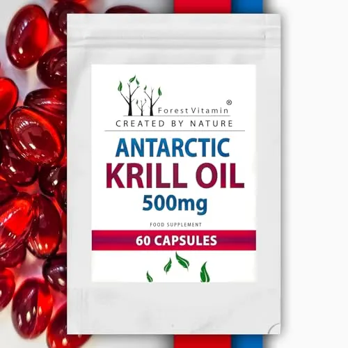 Forest Vitamin - Antarctic Krill Oil 500mg - 60 Kapseln - Krillöl - Antarktischer Krill-Lipidextrakt - Euphausia Superba (Krustentier) - Gesundheit & Schönheit