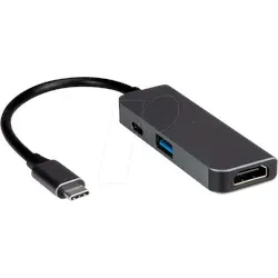 Value Display Adapter USB Typ C - HDMI, USB 3.2 Gen 1 A & Typ C PD - Video Adapter mit vielseitigen Anschlussmöglichkeiten: HDMI, USB 3.0 und Typ-C PD für optimale Konnektivität und schnelle Datenübertragung.