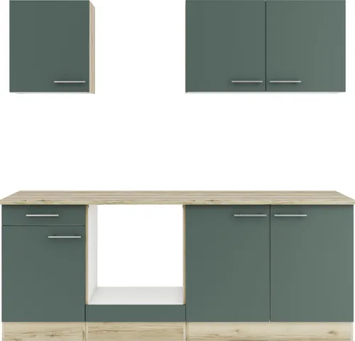 OPTIFIT Savona405 Küchenzeile 210 cm in Steingrün