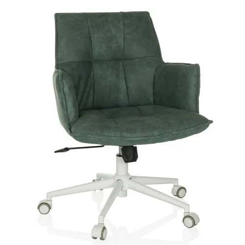 hjh LIVING gepolsterter Homeoffice Stuhl SOLAO Life W - höhenverstellbar in Mint-Grün - Bürostuhl im Vintage-Design mit stufenloser Wippmechanik für optimalen Komfort. Ideal für Home-Office oder Wohnzimmer, mit hochwertigem Stoffbezug und stabilen Multifunktionsrollen.