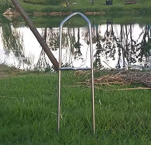 Angelrutenhalter Boden | Rutenhalter aus Metall - Angel Rutenständer 24,5 cm x 7 cm - Rutenablage mit U-Form Erdspieß | Stabiler Halter für Diverse Angelruten | Zubehör für Angler - Rutenauflage