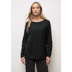 Rundhalspullover STREET ONE, Damen, Gr. 38, schwarz, Stoff, 30% Polyester, 29% Polyacryl, 21% Viskose, 20% Nylon, unifarben, normal normal, U-Boot-Ausschnitt, Rollsaum, Pullover Rundhalspullover, aus Feinstrick